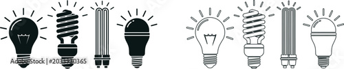 Foto Light bulb illustrations in black and white