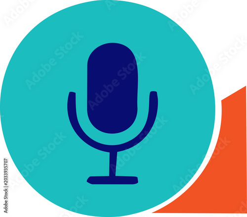 Microphone Voice Recording Content Icon Bold Flat Vector