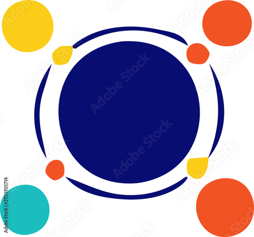 Network Orbit Circle Connection Icon Bold Flat Vector