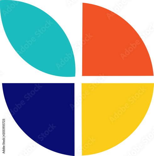 Windmill Quad Pie Chart Analytics Icon Bold Flat Vector