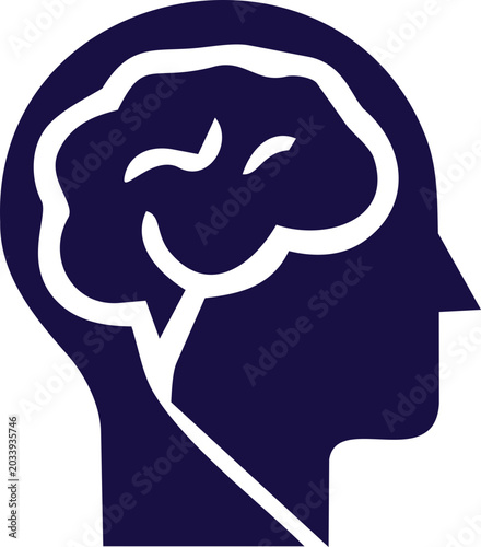 AI Brain Human Silhouette Artificial Intelligence Icon Flat Vector