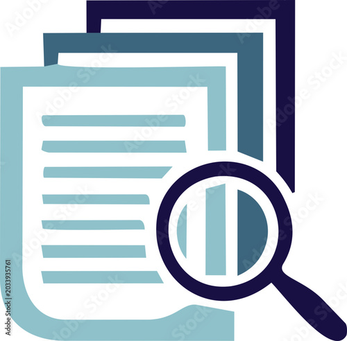 Document Search Magnifier Research Icon Flat Vector