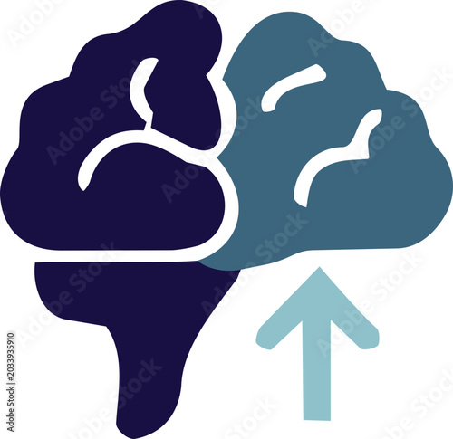 Brain Upload AI Learning Data Transfer Icon Flat Vector