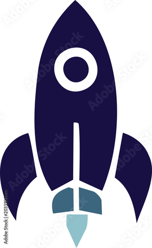 Rocket Launch Startup Business Growth Icon Flat Vector