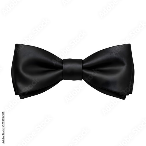 Luxury Black Satin Bow Tie Ribbon Isolated on Transparent Background PNG