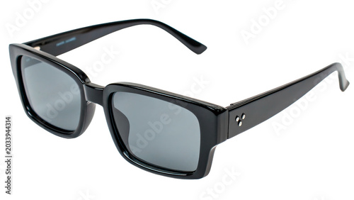 Fényképezés Stylish modern black rectangular sunglasses with dark tinted lenses isolated on