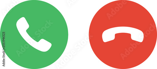 Green accept and red decline phone call buttons displayed as a simple flat circular icon set