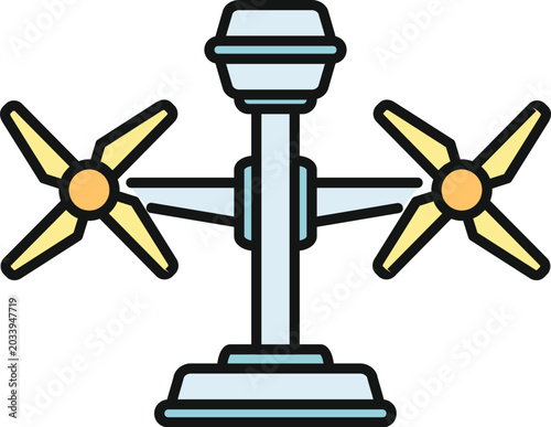 Bild auf Leinwand Tidal turbine illustration producing sustainable electricity from hydro power