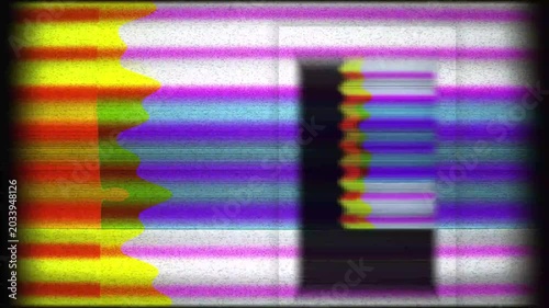 Purple static television noise with horizontal scan lines. Rich texture of analog noise with purple and blue stripes.