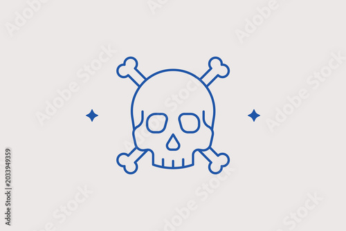 Photos Human skull and crossbones line icon for toxic danger warnings