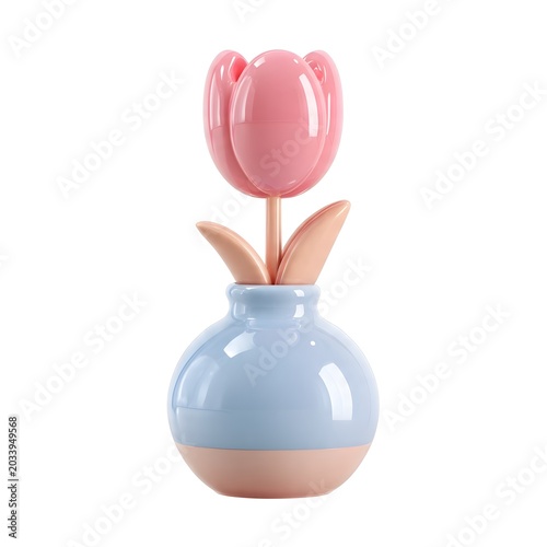 rose 3d rendering isolated on white background cartoon plastic style icon