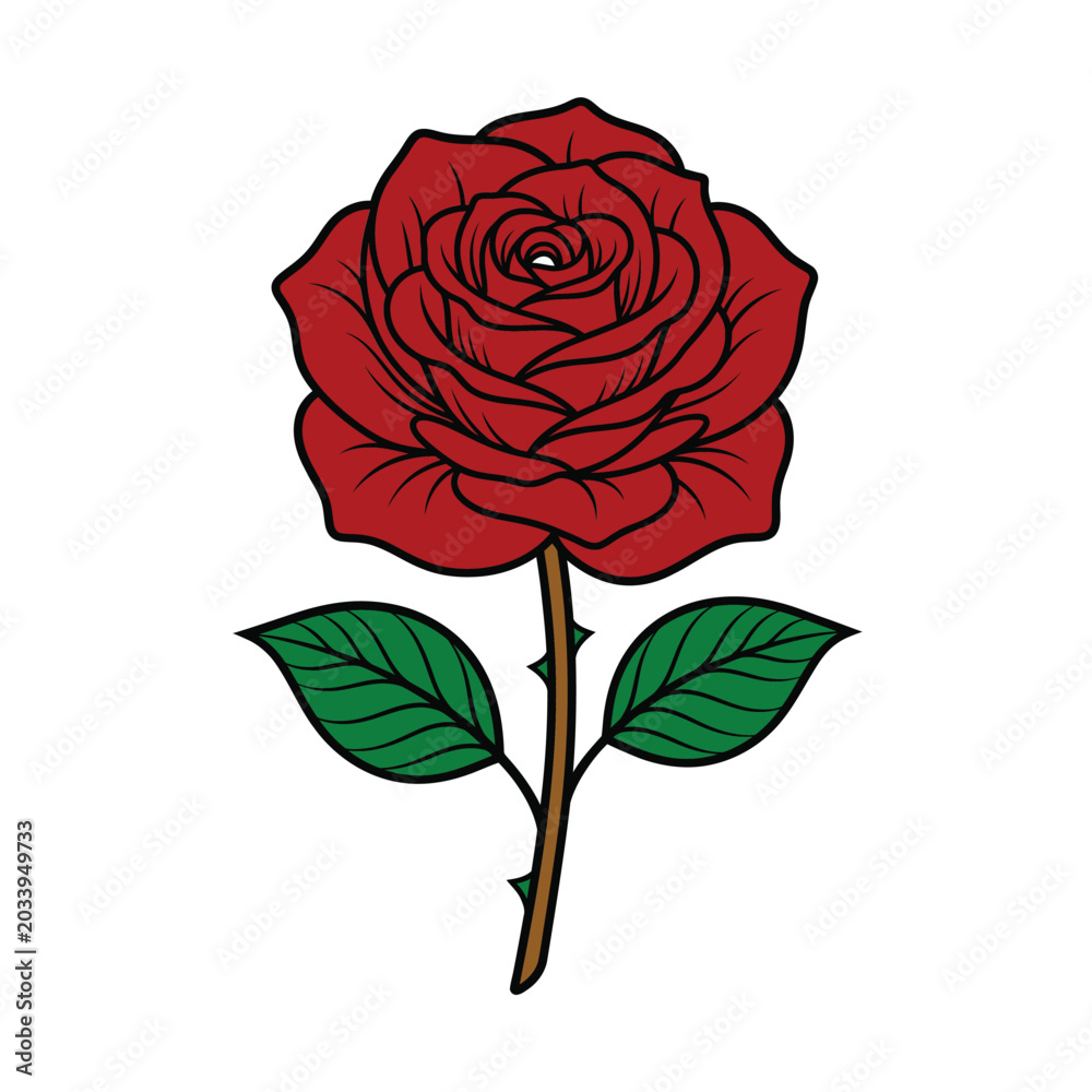 Fototapeta premium Red Rose Flower Illustration