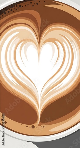 Creamy frothy cappuccino in white cup on saucer.