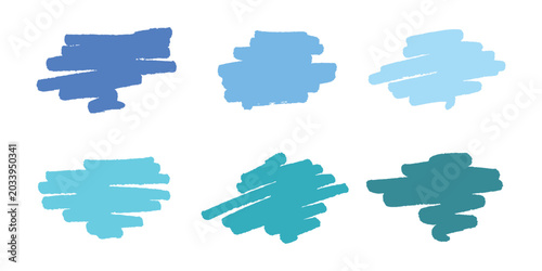 Cuadro en lienzo Set of brush paint stroke texture swatch Hand painted background Ink scribble da