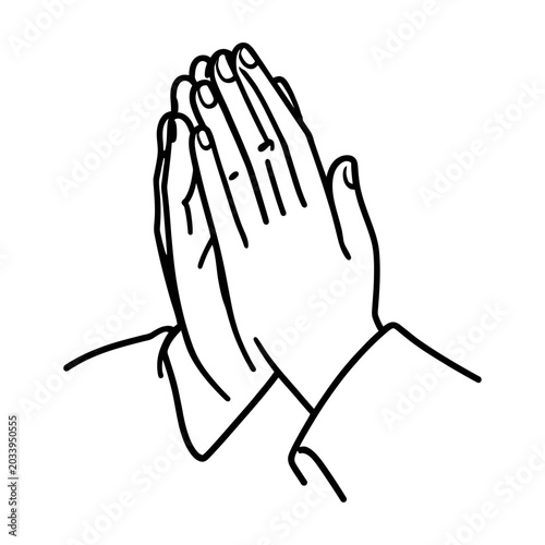Vector graphic of two hands clasped together in prayer or supplication