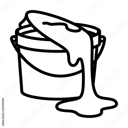 Vector of a paint bucket with paint spilling out of it in a modern style vector 