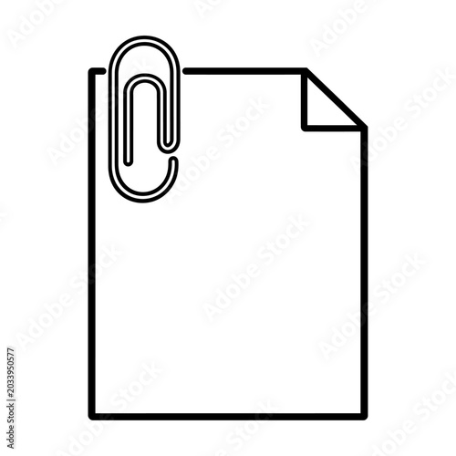 Single sheet of paper with a silver paperclip vector attached to the top