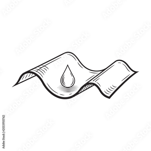 Vector of a tissue paper with a droplet symbolizing moisture or hydration
