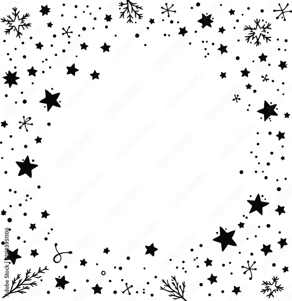 Obraz premium Black Stars and Dots on White Background for Celebration or Festive Design