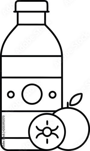apple juice line art vector illustration on transparent background