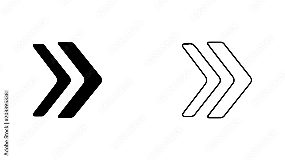 Fototapeta premium Minimalist Double Arrow Right Directional Icons