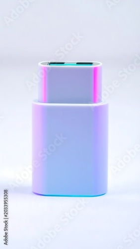 Minimal White Usb C Adapter Standing on Soft Light Background