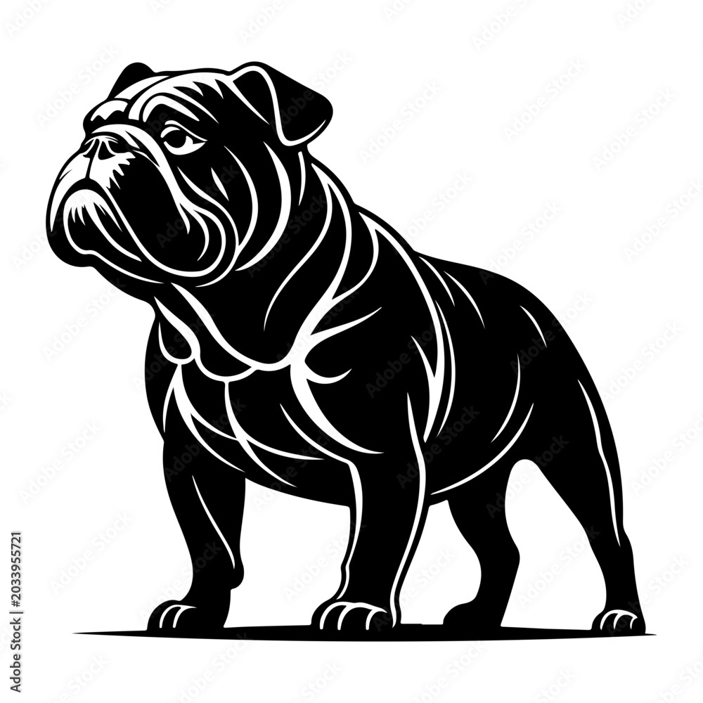 Fototapeta premium bulldog silhouette black vector icon style