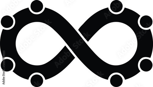 Tableau sur toile Infinity loop community logo, black abstract people figure in endless circle, un