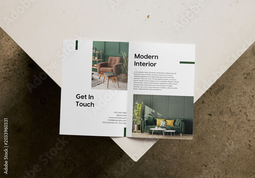 Mockup Of Customized Bi-Fold Open Leaflet