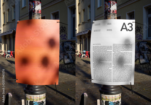 Mockup Of Vertical Customized A3 Poster On Lamp Post