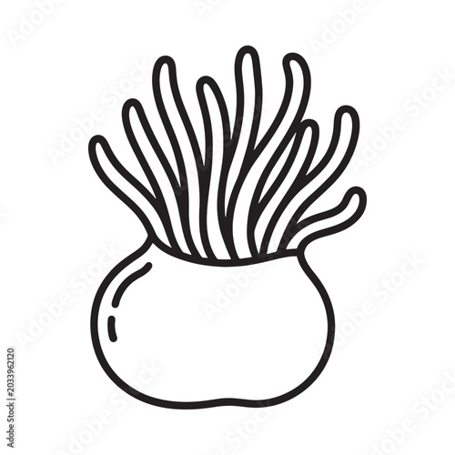 Tableau sur toile Sea anemone line drawing on a white background
