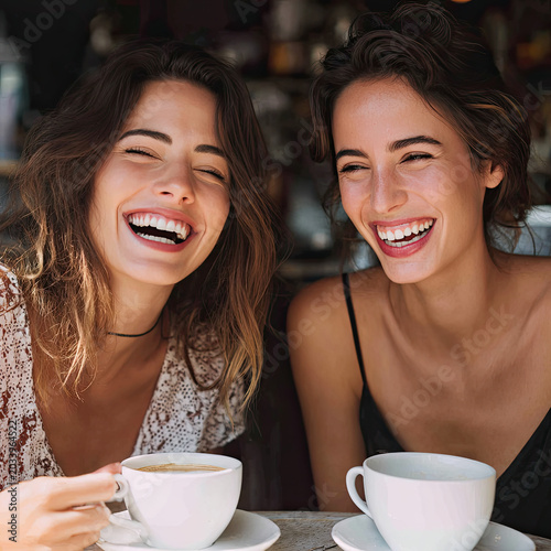 two women drinking coffee