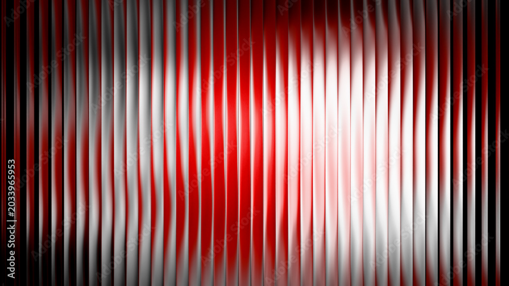 Fototapeta premium Dark ribbed glass background with red and white light glow