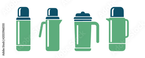 Tableau sur toile Vector set of reusable thermos bottle illustrations.