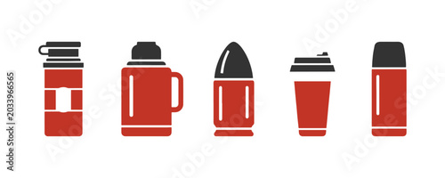 Φωτογραφία Vacuum thermos illustration set featuring different bottle shapes