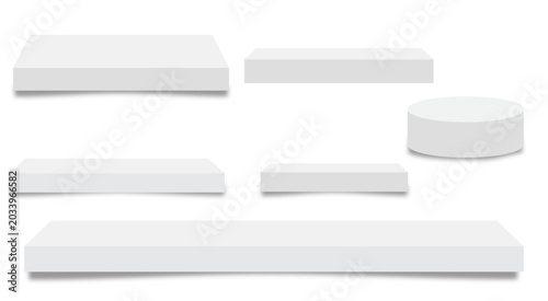 3D White Podium Set – Minimal Display Platforms and Pedestal Collection