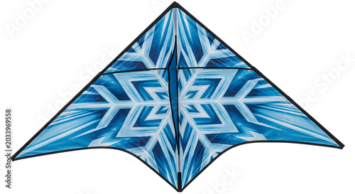 Blue Snowflake Kite Flying High in the Sky