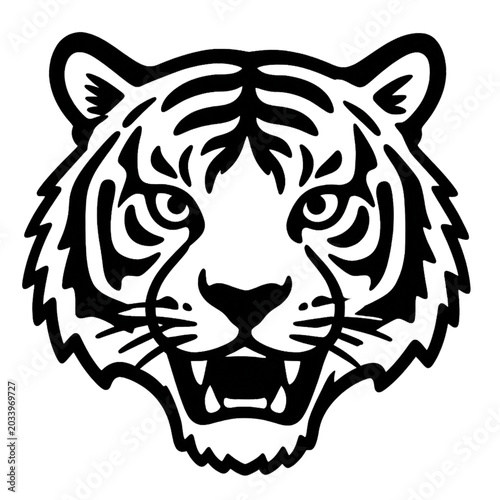 Foto Tiger Head Stencil Vector Illustration