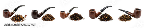 Canvastavla Wooden Smoking Pipe and Tobacco Set - Vintage Briar Wood Tobacco Pipes with Pile