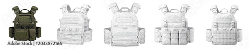 Foto Tactical Body Armor Vest Bundle - Military Grade MOLLE Plate Carriers in OD Gree