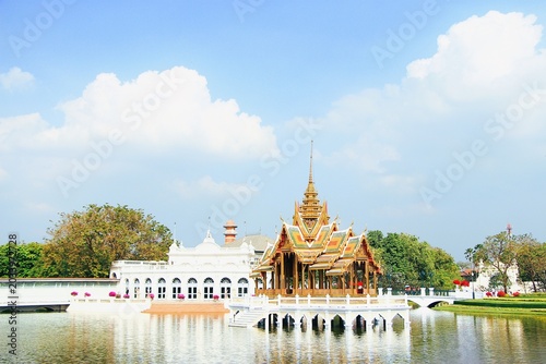 Aisawan Diphaya Asana Pavilion Floating on Lake at Bang Pa-In Summer Palace, Ayutthaya Thailand
