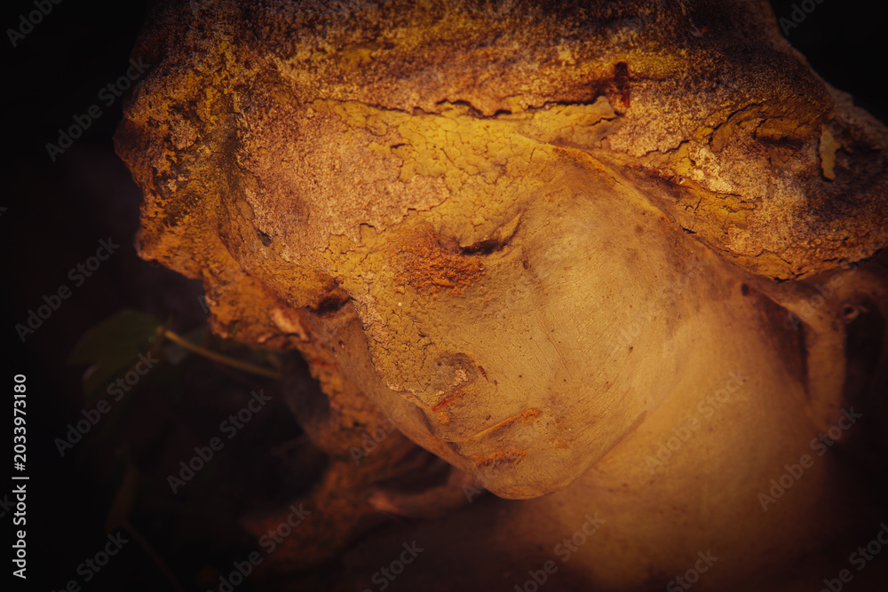 Obraz premium Mystical ancient angel glowing in warm golden light.