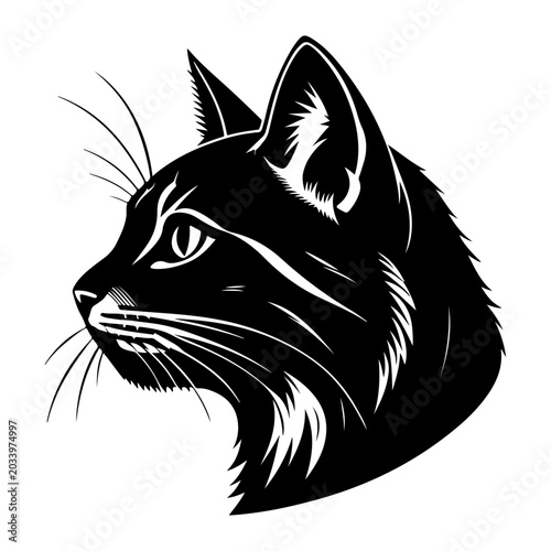 cat head silhouette black vector icon style