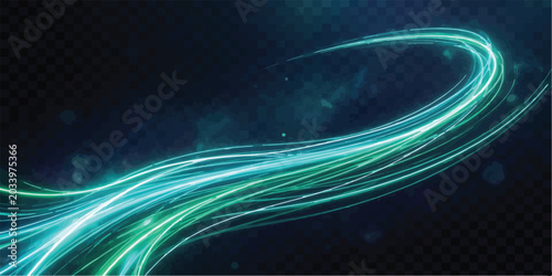 Abstract blue and green swirling light streaks with bokeh on dark background digital art abstract swirling artistic futuristic illumination illustration technology particle
