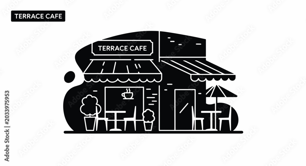 Fototapeta premium Black and white logo design for Terrace Cafe.