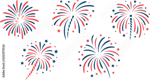 Patriotic celebration a collection of red white and blue firework displays