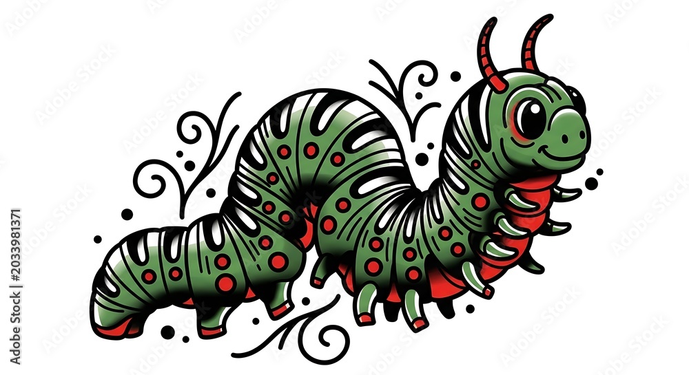 Fototapeta premium Stylized caterpillar illustration