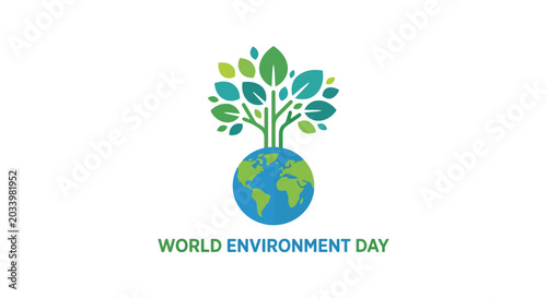 Photos Tree growing from globe vector illustration for environmental awareness