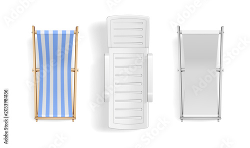 Принти на полотні Chaise longue and beds for beach, resting on vacation or weekends