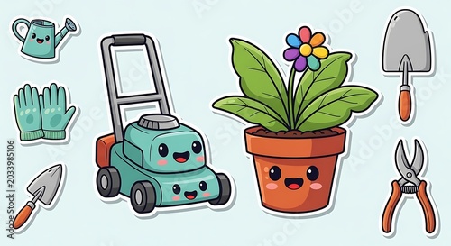 Cartoon gardening elements